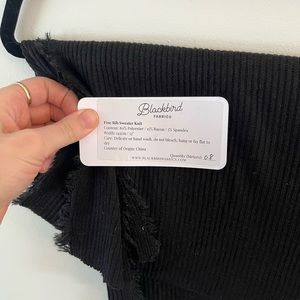 Fine Rib Sweater Knit Fabric Remnant - Black 0.8 m